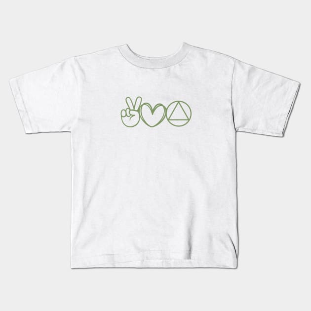 Peace Sign - Heart - Serenity AA Symbol Kids T-Shirt by SOS@ddicted